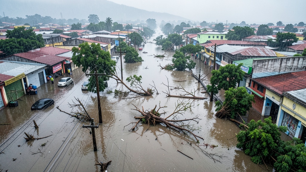 Lluvias intensas dejan postes caídos y árboles caídos en Guayaquil