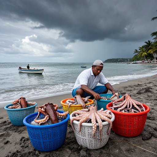 Pescadores atribuyen arribo de langostas y calamares a El Niño