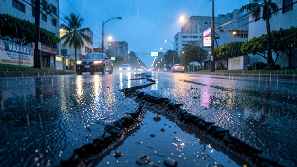 Lluvias generan socavón en vía Montecristi-Manta y autoridades anuncian reparaciones