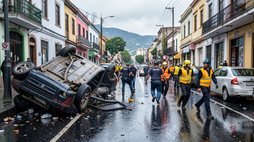 Lluvias intensas en Quito dejan 11 emergencias y cuatro heridos por volcamiento