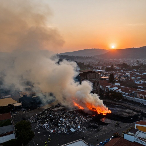 Bomberos de Quito atienden quema de desechos en El Panecillo