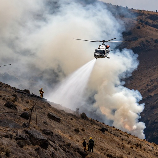 Bomberos de Quito controlan incendio forestal en Casitagua con helicóptero