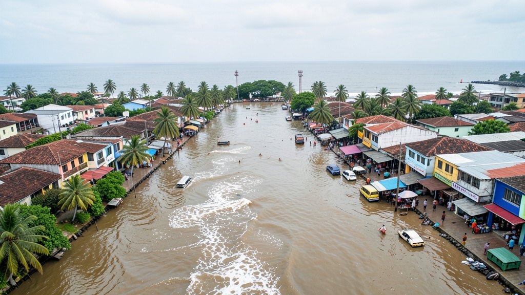 Marea alta de 4,48 metros deja agua acumulada en Guayaquil este lunes