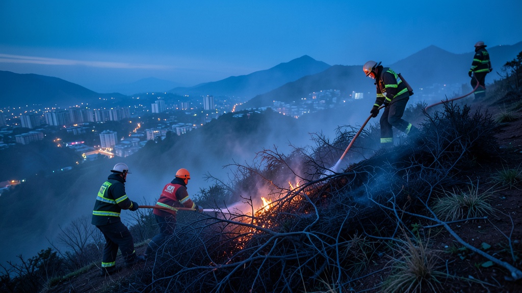 Bomberos controlan incendio forestal en Salate, Pelileo