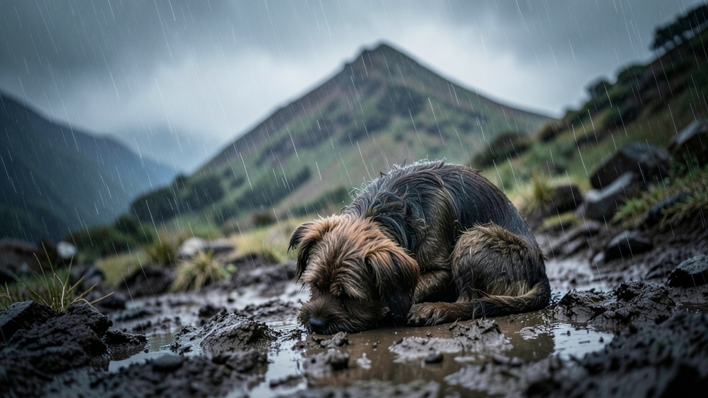 Rescatan perrita desnutrida en cumbre del Rucu Pichincha bajo lluvia intensa