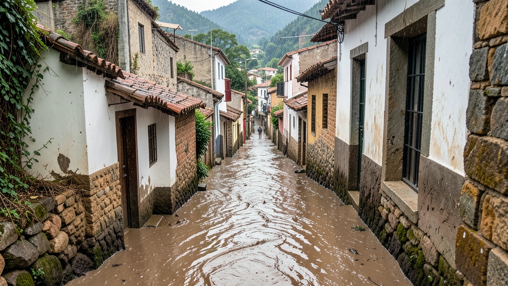Desborde de quebrada Caupicho tras lluvias intensas en el sur de Quito