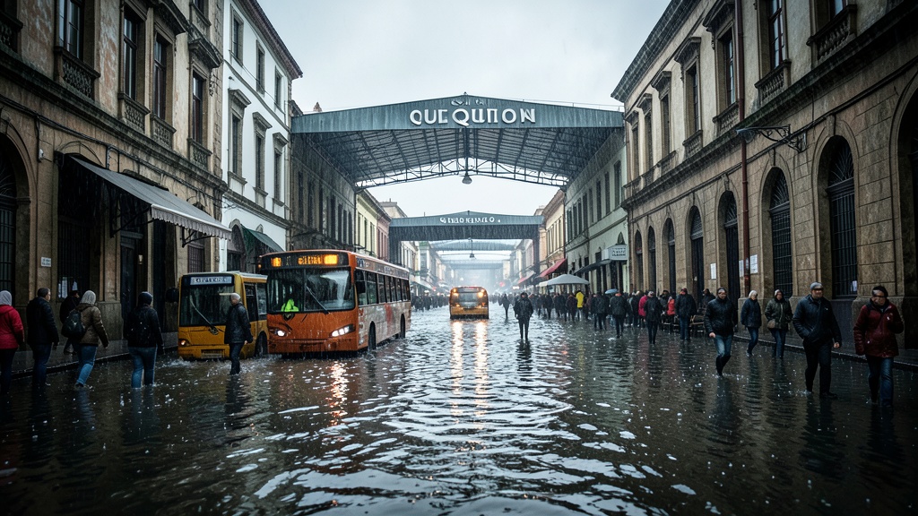 Inundación del Metro de Quito deja buses y vehículos atrapados por lluvias intensas