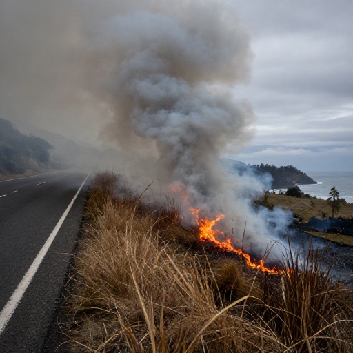 Incendio forestal en La Vicentina reactiva el fuego y corta la avenida Velasco Ibarra